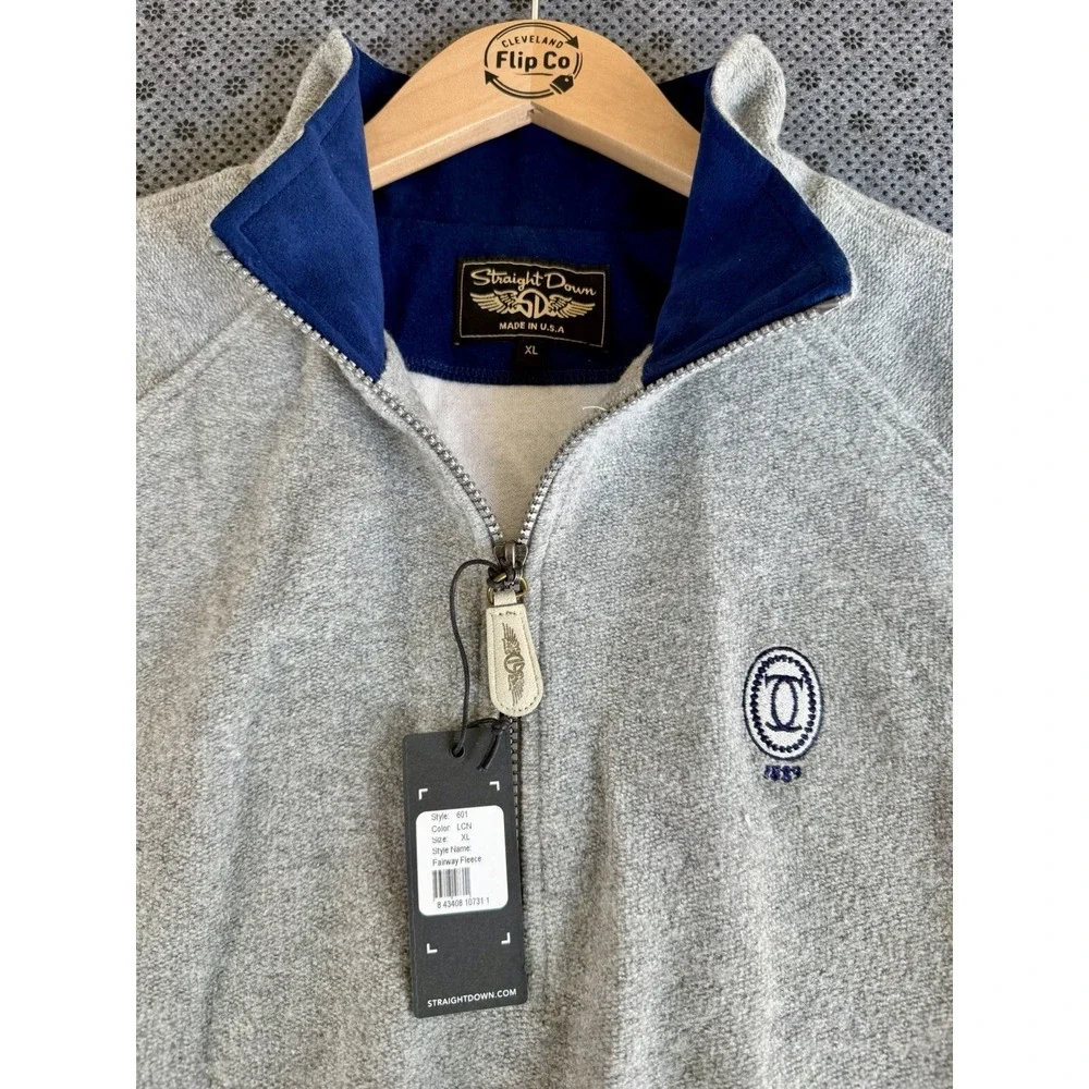 Straight Down Mens XL Fairway Fleece 1/2 Zip Golf Pullover Sweater Gray 1889